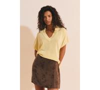Pull manches courtes col polo - Sonia Polo - XS - Citron - Femme - Etam