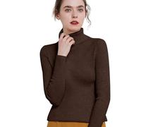 Pull Manches Longues Femme,Pull Col Montant en MéLange Doux à Manches Longues Tricoté DéContracté Coupe Ample Confortable Chaud Mode Hiver
