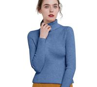 Pull Manches Longues Femme,Pull Col Montant en MéLange Doux à Manches Longues Tricoté DéContracté Coupe Ample Confortable Chaud Mode Hiver
