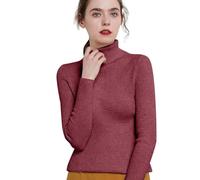 Pull Manches Longues Femme,Pull Col Montant en MéLange Doux à Manches Longues Tricoté DéContracté Coupe Ample Confortable Chaud Mode Hiver