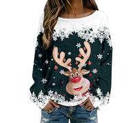 Pull Manches Longues Femme, Pull Noel Moche Vetement Chaud Hiver Col Rond Grande Taille Imprimé All-Over Chic Et Elegant Rigolo DéContracté Ample Confortable Et Polyvalent