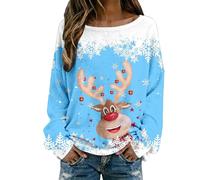 Pull Manches Longues Femme, Pull Noel Moche Vetement Chaud Hiver Col Rond Grande Taille Imprimé All-Over Chic Et Elegant Rigolo DéContracté Ample Confortable Et Polyvalent