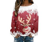 Pull Manches Longues Femme, Pull Noel Moche Vetement Chaud Hiver Col Rond Grande Taille Imprimé All-Over Chic Et Elegant Rigolo DéContracté Ample Confortable Et Polyvalent