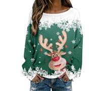 Pull Manches Longues Femme, Pull Noel Moche Vetement Chaud Hiver Col Rond Grande Taille Imprimé All-Over Chic Et Elegant Rigolo DéContracté Ample Confortable Et Polyvalent