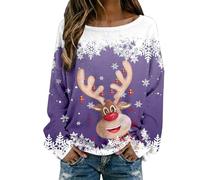 Pull Manches Longues Femme, Pull Noel Moche Vetement Chaud Hiver Col Rond Grande Taille Imprimé All-Over Chic Et Elegant Rigolo DéContracté Ample Confortable Et Polyvalent