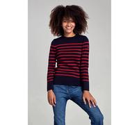 Armor-Lux Pull marin Paimpol rayé femme bleu col rond boutons épaule 50% laine XS