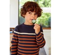 Pull marin garçon marine raye ocre 2A