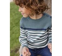 Pull marin garçon sauge rayé marine et ivoire 10A