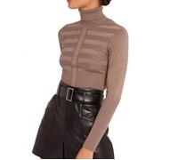 Morgan Femme 202-mentosa Pull Manche Longue Col Roulé Lurex Mentosa Taupe TXS, Beige (Taupe), XS EU