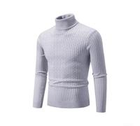 Pull minimaliste à col haut pour homme en tricot de couleur unie | Coupe ajustée, chaleur du col haut, style minimaliste, couleurs unies, essentiel pour l'automne et l'hiver (gris 3XL)