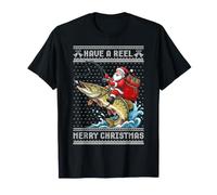 Pull Moche avec Inscription « Have a Reel Merry Christmas Fishing brochet » T-Shirt