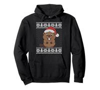 Pull Moche Castor, Castor de Noël avec Chapeau de Père Noël Sweat à Capuche