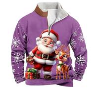 Pull Moche De Noel Couple, Sweat-Shirt Homme sans Capuche en Polaire Douce Col Montant Manches Longues Thermique Confortable Chaud DéContracté pour Usage Quotidien Hiver FêTes