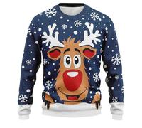 Pull Moche De Noel Doux Sweater Pull Chaud Sweats Manches Longues Pullover Ugly Christmas Jumper De Noel Cerf Moches Pullover Moche Sweat Shirt Cadeau Noël Homme Noël