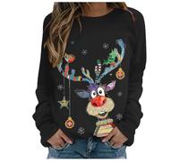 Pull Moche De Noel Drole Sweatshirt Femme Noël Manches Longues Vêtements Ample Christmas Funny Pullover Col Rond Famille Pour Sportswear Polaire Chaude Hiver Sweat Lumineux Tenue Veste Sweatshirts,XXL