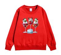 Pull Moche De Noel Enfant, Children's Autumn and Winter Christmas Printed Pullover Hoodiefree (Red, 7-8 Years)