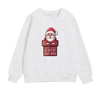 Pull Moche De Noel Enfant, Children's Autumn and Winter Christmas Printed Pullover Hoodiefree (White, 4-5 Years)