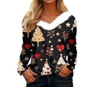 Pull Moche de Noel Femme Noir Sweat Noël Et Elegant Mere Col V T Shirt Noel Sapin Neige Chemisier Chic Et Élégant de Mere Glamour Rigolo Manches Longues Pull de Noël Femme Noir M