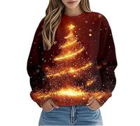 Pull Moche De NoëL Femme,Pull élégant sans Capuche à imprimé Festif Doux et décontracté Manches Longues col du Cou Confort Polaire Tenue Tendance idéale pour fêtes et Quotidien (Black, XXL)