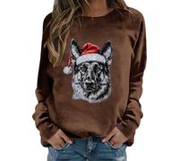 Pull Moche De NoëL Femme,Sweat à Capuche Confortable et décontracté pour Femme Design Unique et Lettres anglaises Style Polyvalent idéal pour Le Quotidien Bureau et en Vacances (Brown, L)