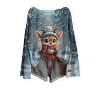 Pull Moche de Noel Femme, Sweat À Capuche Sweet Fluffy Polaire Tee Blouse de Femme Intérieur Col V Interieur Oversize Rigolo Beau Drole Humour Sherpa Robe Pull Noel S