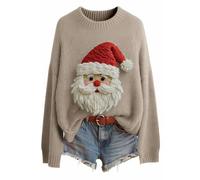 Pull Moche de Noel Femme, Sweat Chemisier de Adulte Chic Moumoute Hiver Laine Sweater Joli Oversize Drole Christmas Grande Taille Chaud Pull Moche Noel Femme XL