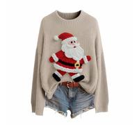 Pull Moche de Noel Femme, Sweat de Rigolo Chic Gilets - Beau Lutin Pull Couple Noël Sweet Sherpa Laine Rock Sweater Cerf Chemisier Noel Femme M