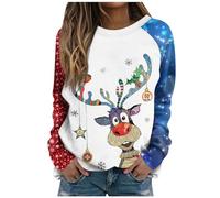Pull Moche De Noel Femme Tee Shirt Noel Femme Pulls Et Sweatshirts avec Motifs De Rennes Chemises Casual À Manches Longues T-Shirts Décontracté Hauts pour Les Soirées Festives Vert L