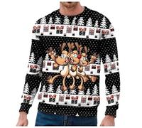 Pull Moche De Noel Homme Lumineux Pull Col Rond - Sweat sans Capuche Basique DéContracté Confortable à La Mode Polyvalent Doux Et Chaud Manche Longue Chic Et Elegent