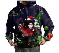 Pull Moche De Noel Homme Lumineux, Sweat Grande Taille Pull Personnalisé DéContracté Imprimé 3D Col Rond LâChe Tops Tendances Streetwear Convient pour Les Voyages Et Le Sport
