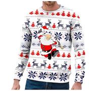 Pull Moche De Noel Homme Lumineux Sweat sans Capuche, Pull Personnalisé à Col Rond Amusant Drole DéContracté Chaud Peut ÊTre Porté À L'IntéRieur Et À L'ExtéRieur