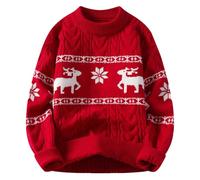 Pull Moche De Noel Homme Manches Longues, Sweat Noel Homme Col Rond Imprimé Renne Motifs Pulls Tricot Sweater De Noël Chandail Noël Chaud Christmas Décontracté Hiver Réunion De Famille