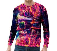 Pull Moche De Noel Homme Noël Chic Drole LED Rock Lumineux Ugly Christmas Sweater Beau Geek Grande Taille Humoristique Sweat Sweats a Capuche Rouge À Pull'de Et Musical Tenue Famille Sequins 3XL