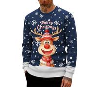 Pull Moche De Noel Homme Pull De NoëL Le PèRe Imprimé Moche DéContracté en Tricot pour Doux, Reindeer Sweater 3D Ugly Christmas Jumper Rigolo Over Sweat-Shirt Merry Christmas Sweatshirt
