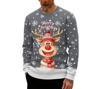 Pull Moche De Noel Homme Pull De NoëL Le PèRe Imprimé Moche DéContracté en Tricot pour Doux, Reindeer Sweater 3D Ugly Christmas Jumper Rigolo Over Sweat-Shirt Merry Christmas Sweatshirt
