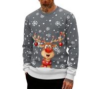 Pull Moche De Noel Homme Pull De NoëL Le PèRe Imprimé Moche DéContracté en Tricot pour Doux, Reindeer Sweater 3D Ugly Christmas Jumper Rigolo Over Sweat-Shirt Merry Christmas Sweatshirt