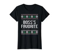 Pull Moche de Noël préféré du Patron sur Le Lieu de Travail T-Shirt Graphique avec Valeur, Femme, Noir, XL