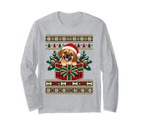Pull Moche de Noël Puggle pour Les Amoureux des Chiens Manche Longue