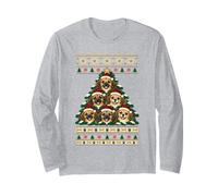 Pull Moche de Noël Puggle pour Les Amoureux des Chiens Manche Longue