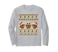 Pull Moche de Noël Puggle pour Les Amoureux des Chiens Manche Longue