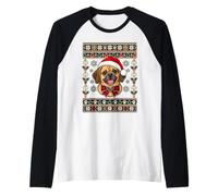Pull Moche de Noël Puggle pour Les Amoureux des Chiens Manche Raglan