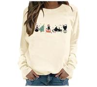 Pull Moche De Noel,Pull de Noel Femme, Pull imprimé à col Rond et Manches Longues, Style Streetwear Tendance
