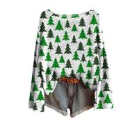 Pull Moche de Noel, Pull Femme Haut Chauffant Oversize Hiver Plus Grande Taille Col V Rock Sweat de Femme Laine Sweat Vetement Pere Blouse Chemisier Noel S