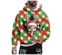 Pull Moche De Noel Sweat à Capuche Homme Design Original Imprimé Motifs 3D Fermeture éClair DéCalé pour Casual Confortable Quotidien NoëL