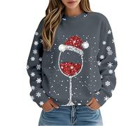 Pull Moche De NoëL,Sweat-Shirt élégant sans Capuche pour Femme col Rond et Manches Longues Coupe décontractée et Sportive idéal pour Les fêtes et Les Quotidiens (Grey, XL)