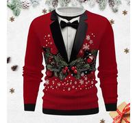 Pull Moche De Noel, Sweat-Shirt Homme sans Capuche en Maille CôTeléE SéRie Tenue DéContractéE éLéGante Confortable pour FêTes Vacances Parfait Amateurs Style