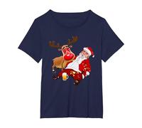 Pull Moche en Forme de père Noël bourré et de Rennes pour buveurs d'alcool T-Shirt, Femme Grandes Tailles, Bleu Marine, 6X