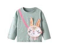 Pull Moche Fille,Sweats à Capuche et Sweats pour Filles imprimé Lapin Ballet Doux et Confortable Coupe Ample pour Usage Quotidien Enfants Tout-Petits (Mint Green, 4-5 Years)
