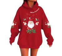 Pull Moche Noel De Famille Sweat Shirt Femme Sportswear Noël Manche Vetement Hoodie Oversize Coton Manches Longues Ugly Christmas Sweater Rouge-T L