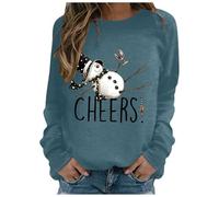 Pull Moche NoëL Femme,Pull Western imprimé Vache pour Les fêtes Sweat-Shirt Doux et Confortable à col Rond et Manches Longues, idéal pour Une Tenue décontractée d'automne et d'hiver